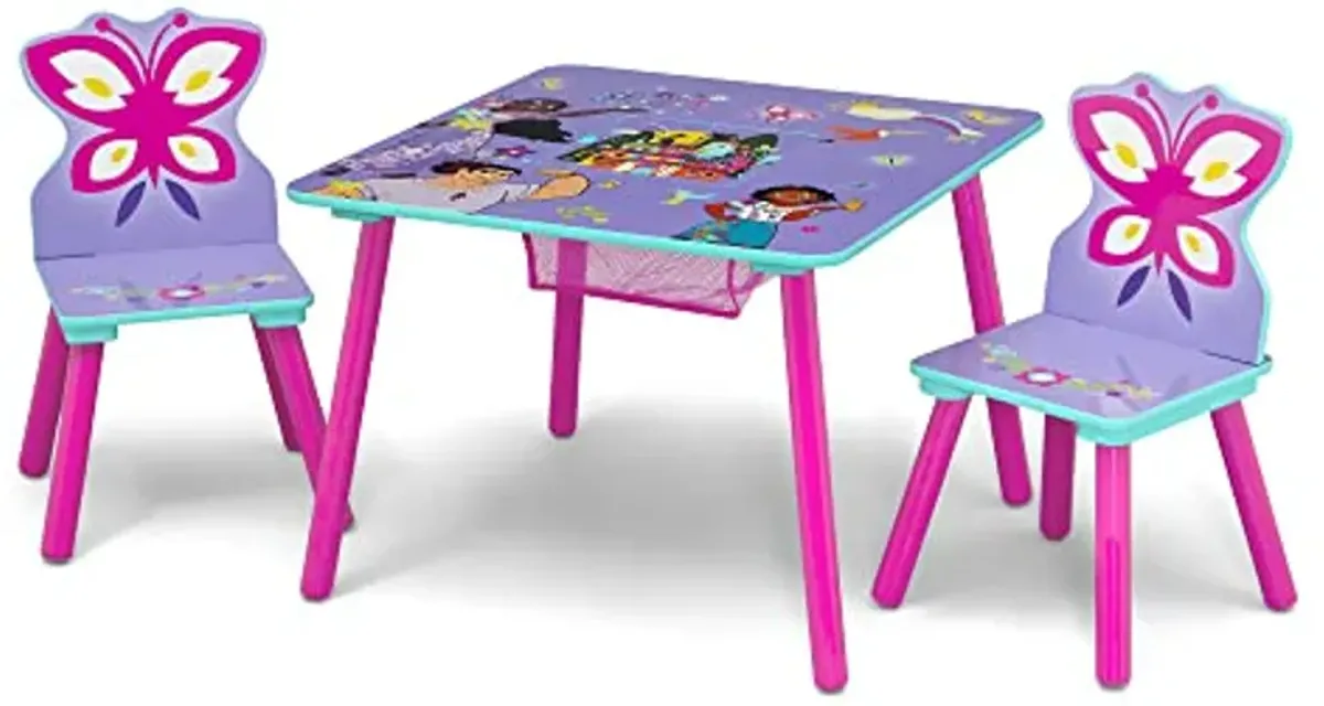 Disney Encanto Kids Table and Chair Set with Storage (2 Chairs Included) by Delta Children Ideal for Arts & Crafts, Snack Time, Homeschooling, Homework & More - Greenguard Gold Certified, Purple