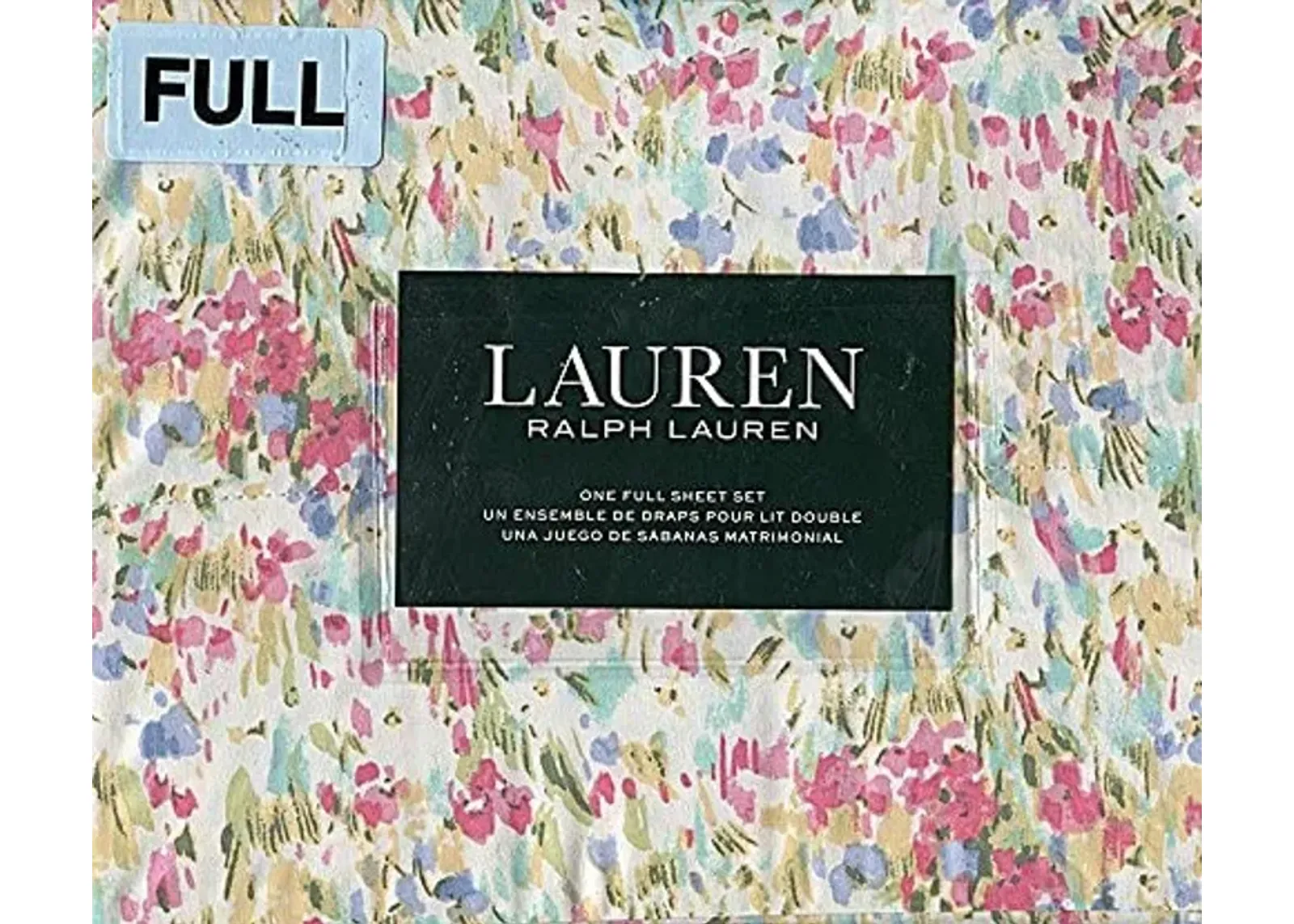 Lauren Ralph Lauren Watercolor Full Size Sheet Set Cotton Pink Yellow Green Blue by Amazon Furniture