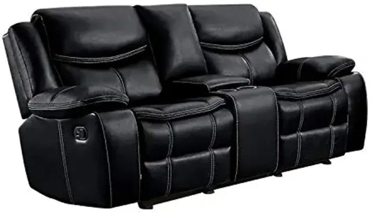 Lexicon Bay Manual Double Glider Reclining Loveseat, Black