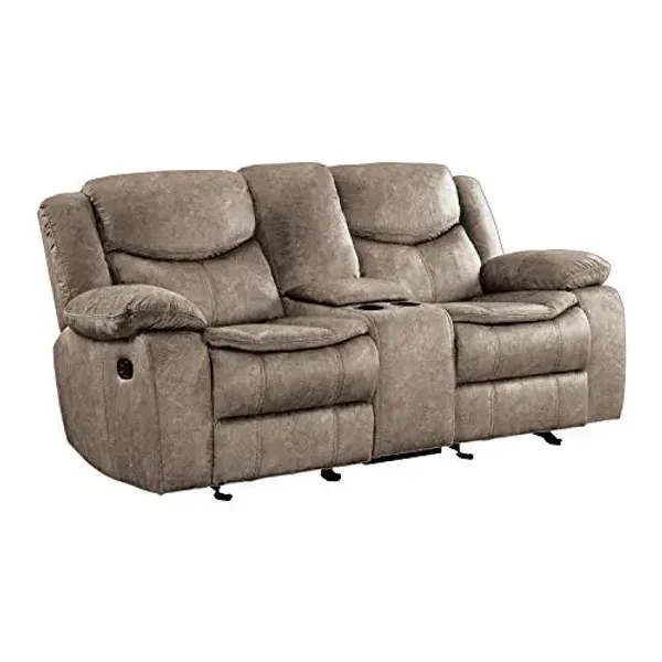 Lexicon Bay Manual Double Glider Reclining Loveseat, Brown