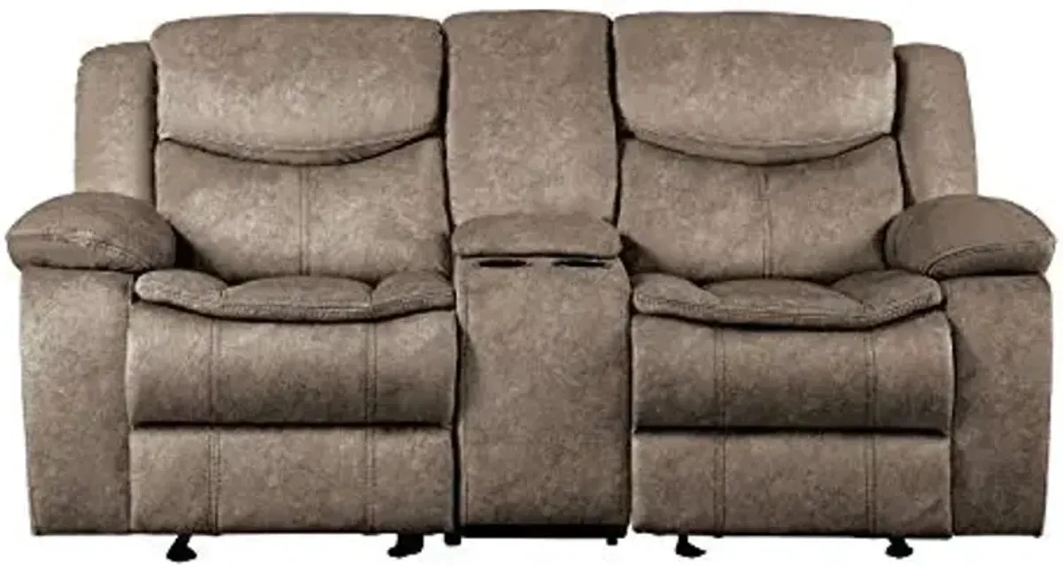 Lexicon Bay Manual Double Glider Reclining Loveseat, Brown