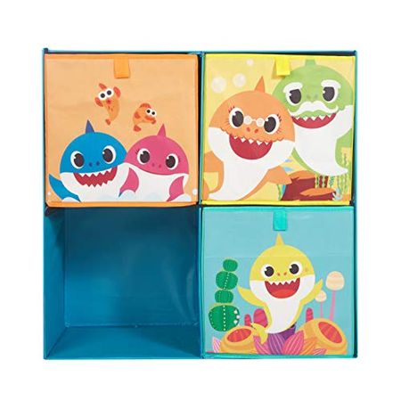 Idea Nuova Baby Shark Collapsible Soft Storage Cubby with 3 Collapsible Cubes