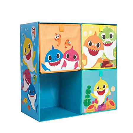 Idea Nuova Baby Shark Collapsible Soft Storage Cubby with 3 Collapsible Cubes