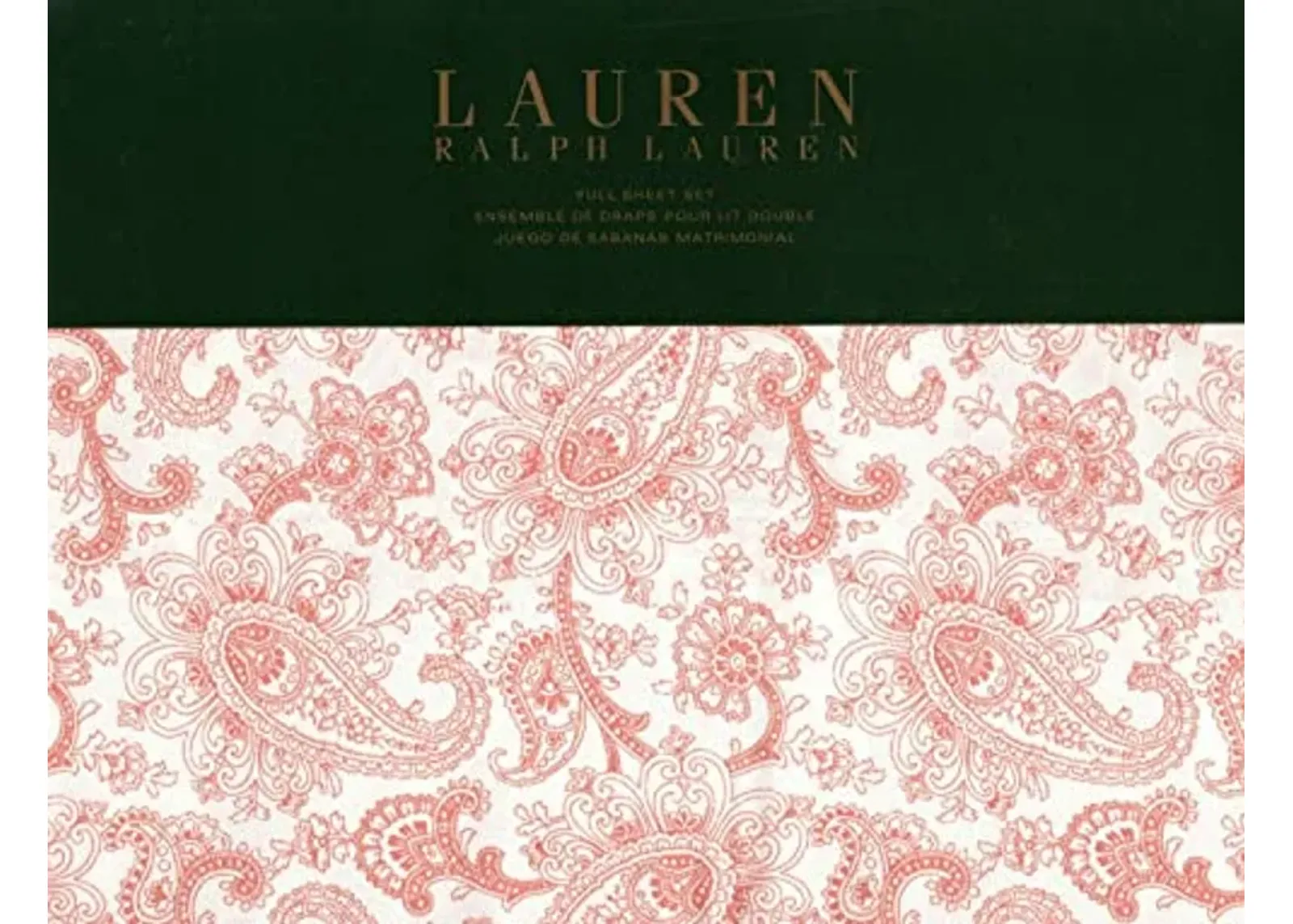 Lauren Ralph Lauren Monaco Paisley 4 pc Full Sheet Set Pink on White