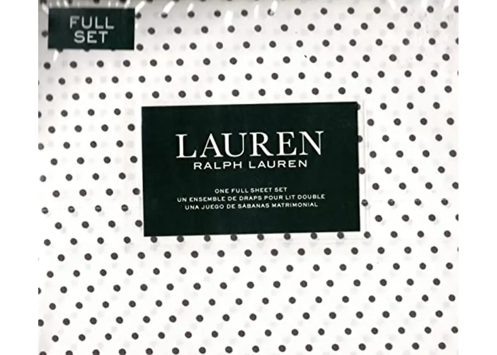 Lauren Ralph Lauren Park Dots Sheet Set Gray on White 100% Cotton Cooling (Full)