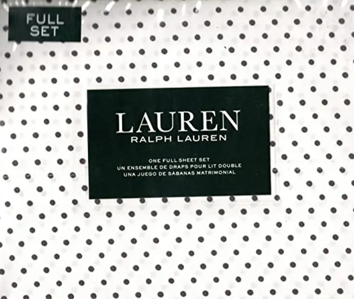 Lauren Ralph Lauren Park Dots Sheet Set Gray on White 100% Cotton Cooling (Full)