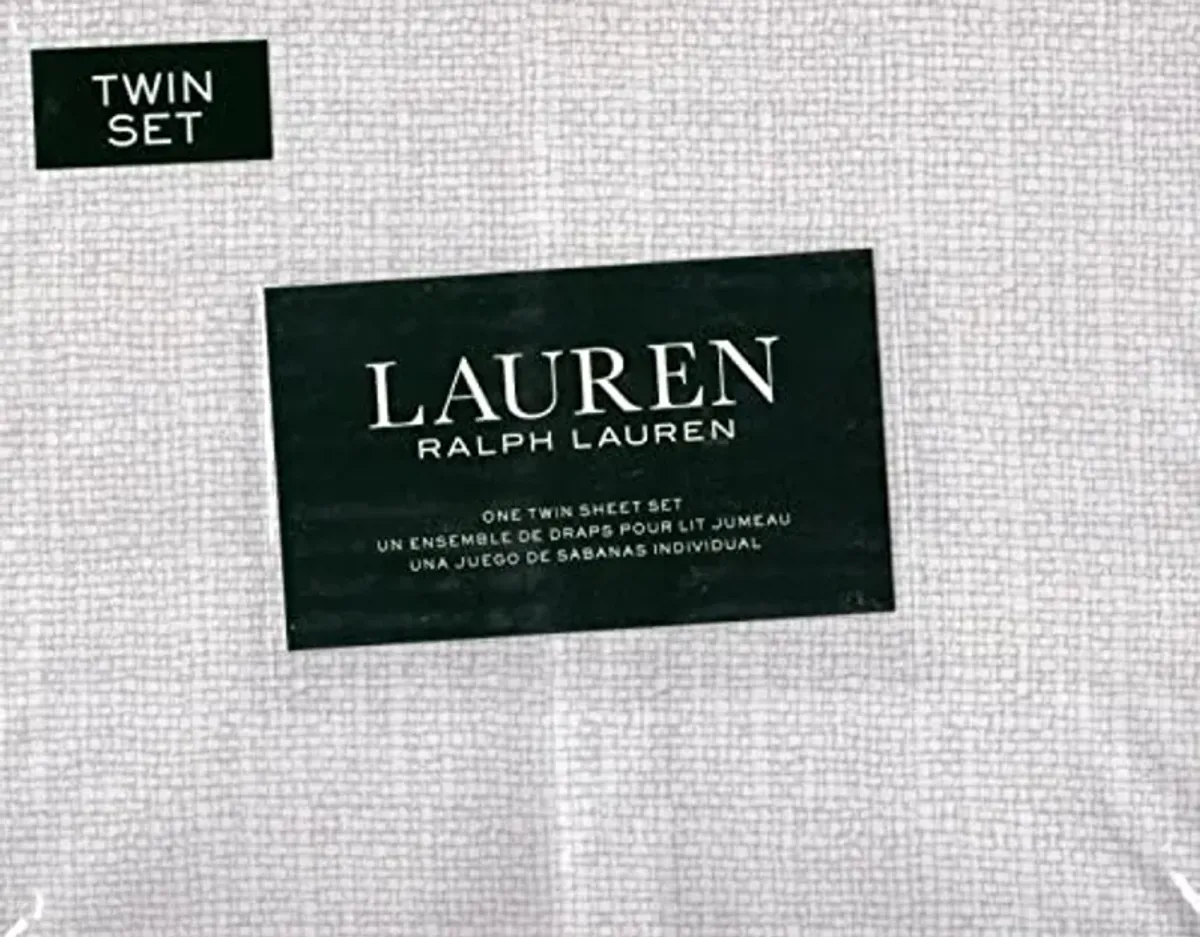 Lauren Ralph Lauren Straw Basket 3 pc Twin Sheet Set Gray Cream