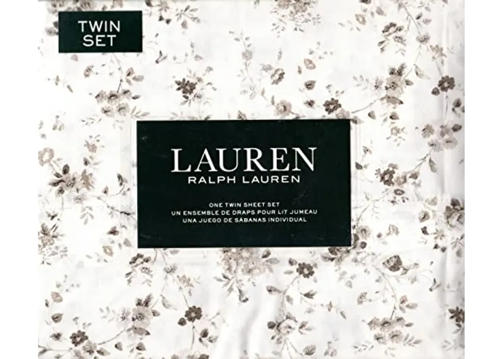 Lauren Ralph Lauren Dylan Floral 3 pc Twin Sheet Set Gray on White