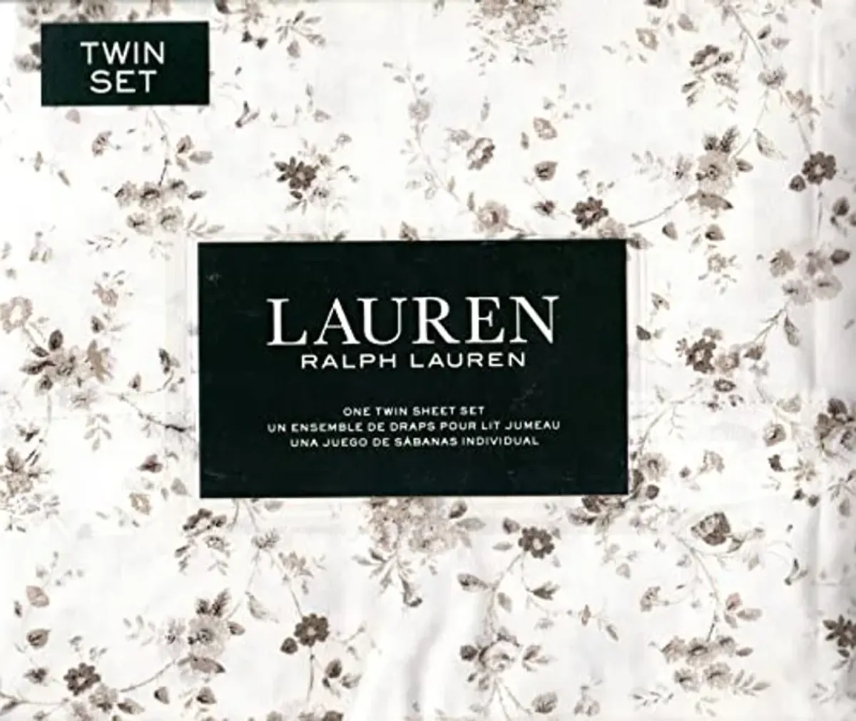 Lauren Ralph Lauren Dylan Floral 3 pc Twin Sheet Set Gray on White