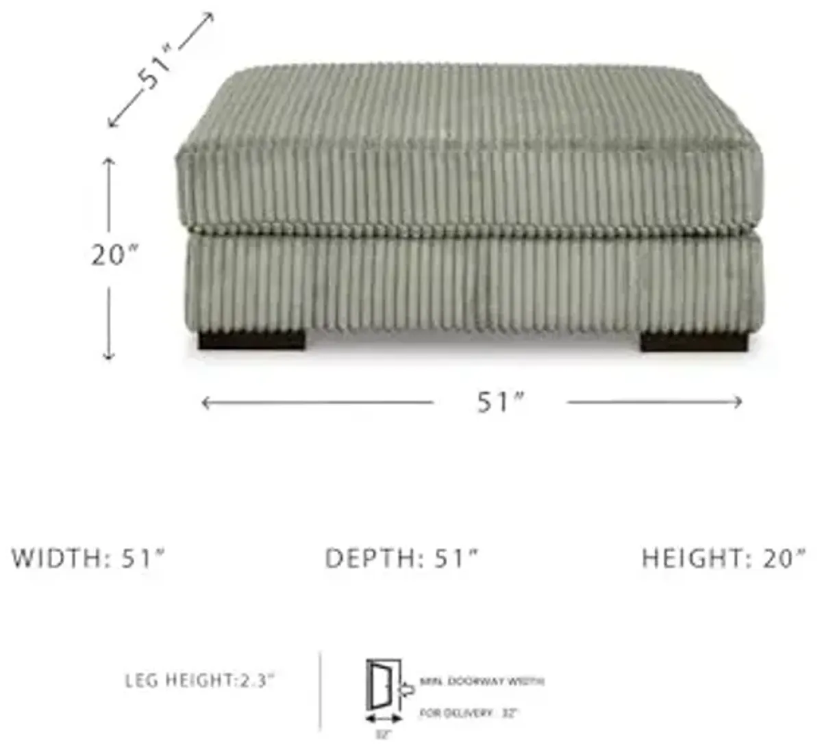 Signature Design by Ashley Lindyn Contemporary Square Tufted Upholstered Oversized Accent Ottoman, Light Gray