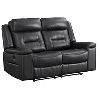Signature Design by Ashley McAdoo Contemporary Faux Leather Tufted Reclining Power Loveseat, Black