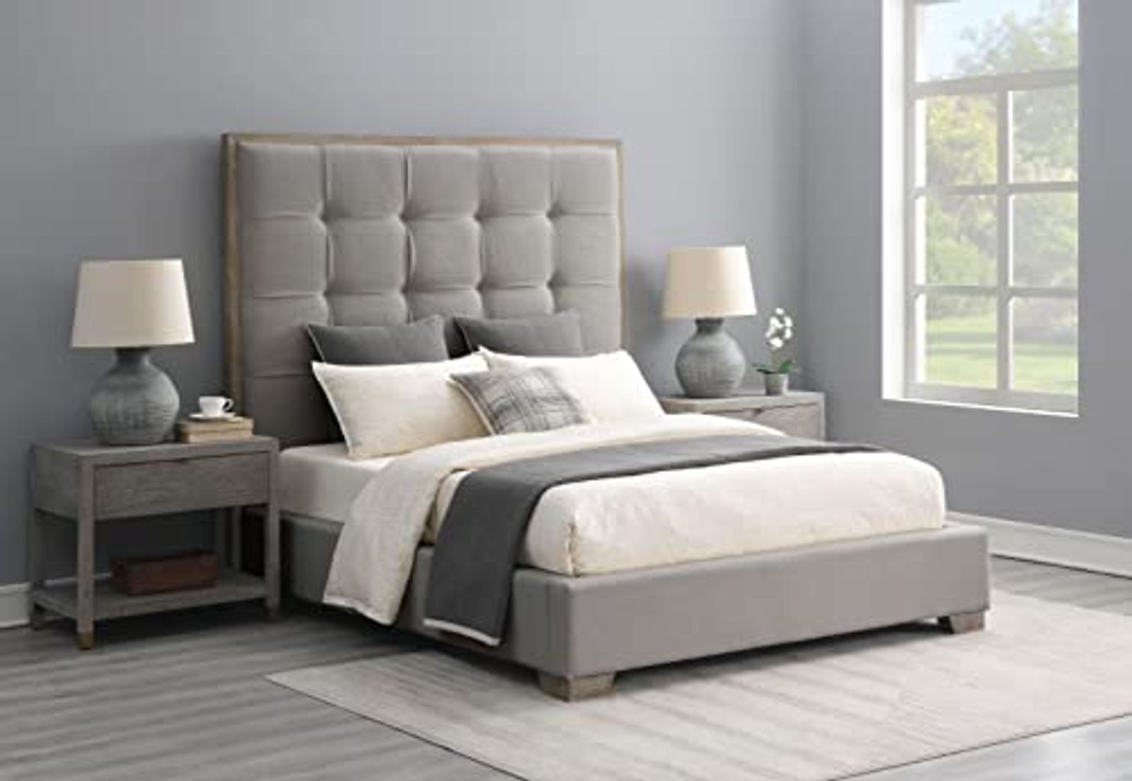 Abbyson Living Tufted King Bed (Gray)