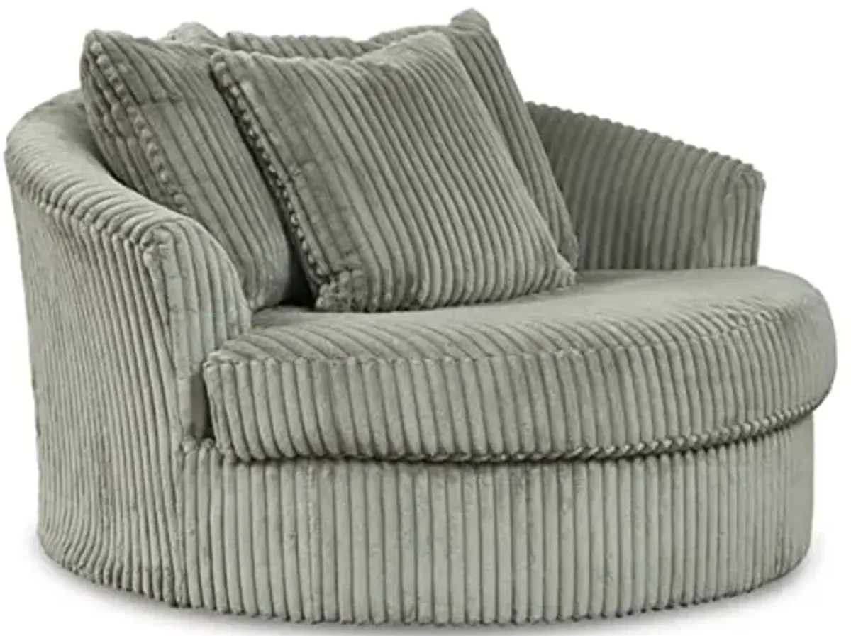 Signature Design by Ashley Lindyn Transitional Oval Tufted Upholstered Oversized Swivel Accent Chair, Gray