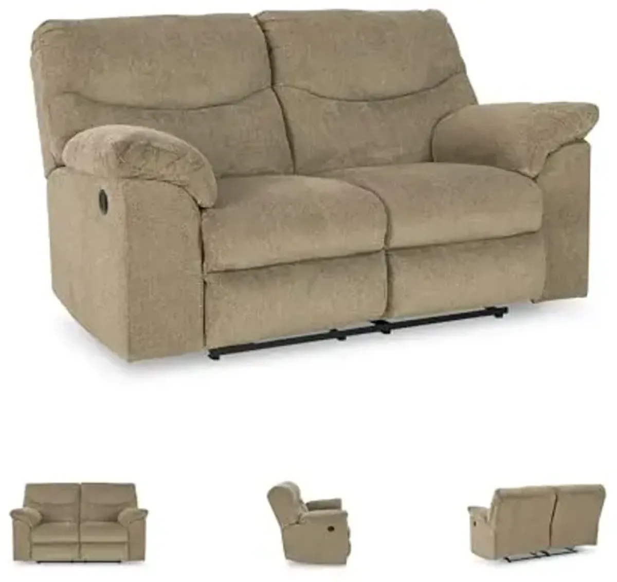 Signature Design by Ashley Alphons Transitional Tufted Reclining Loveseat, Light Brown