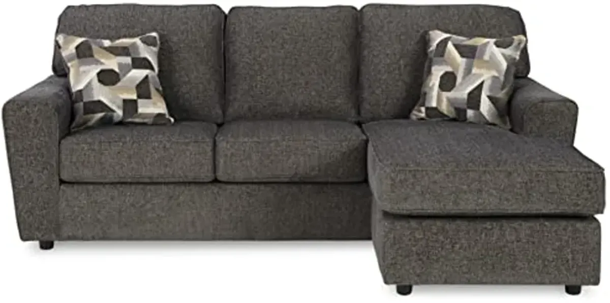 Signature Design by Ashley Cascilla Modern Sectional Sofa Couch with Chaise Lounge, Dark Gray