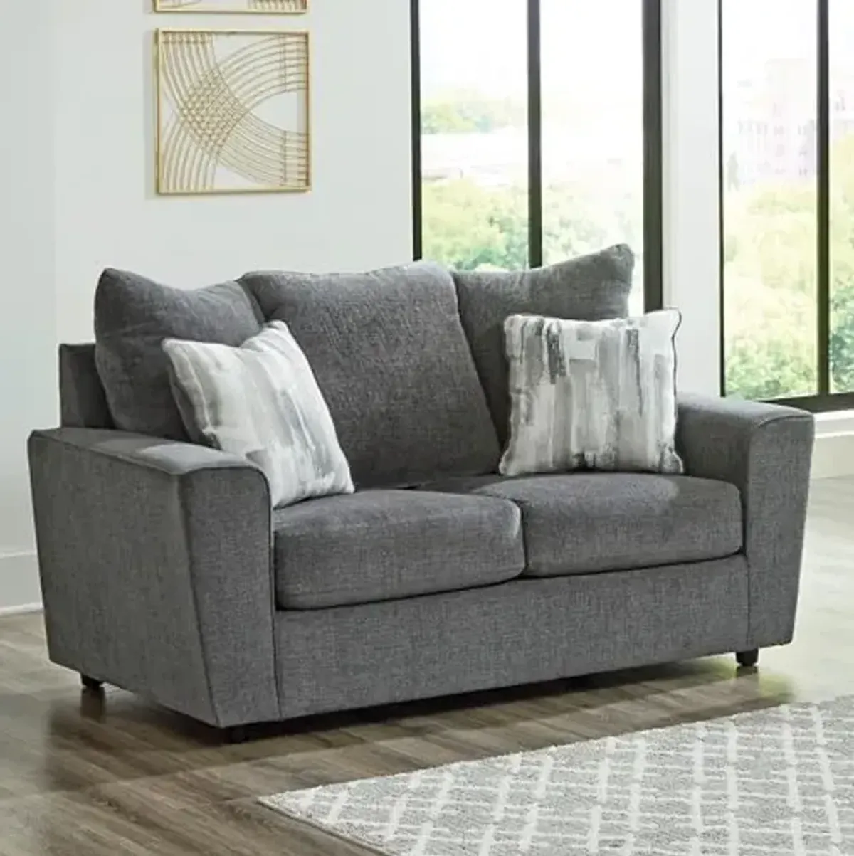 Signature Design by Ashley Stairatt Casual Loveseat with Flared Arms, Gray