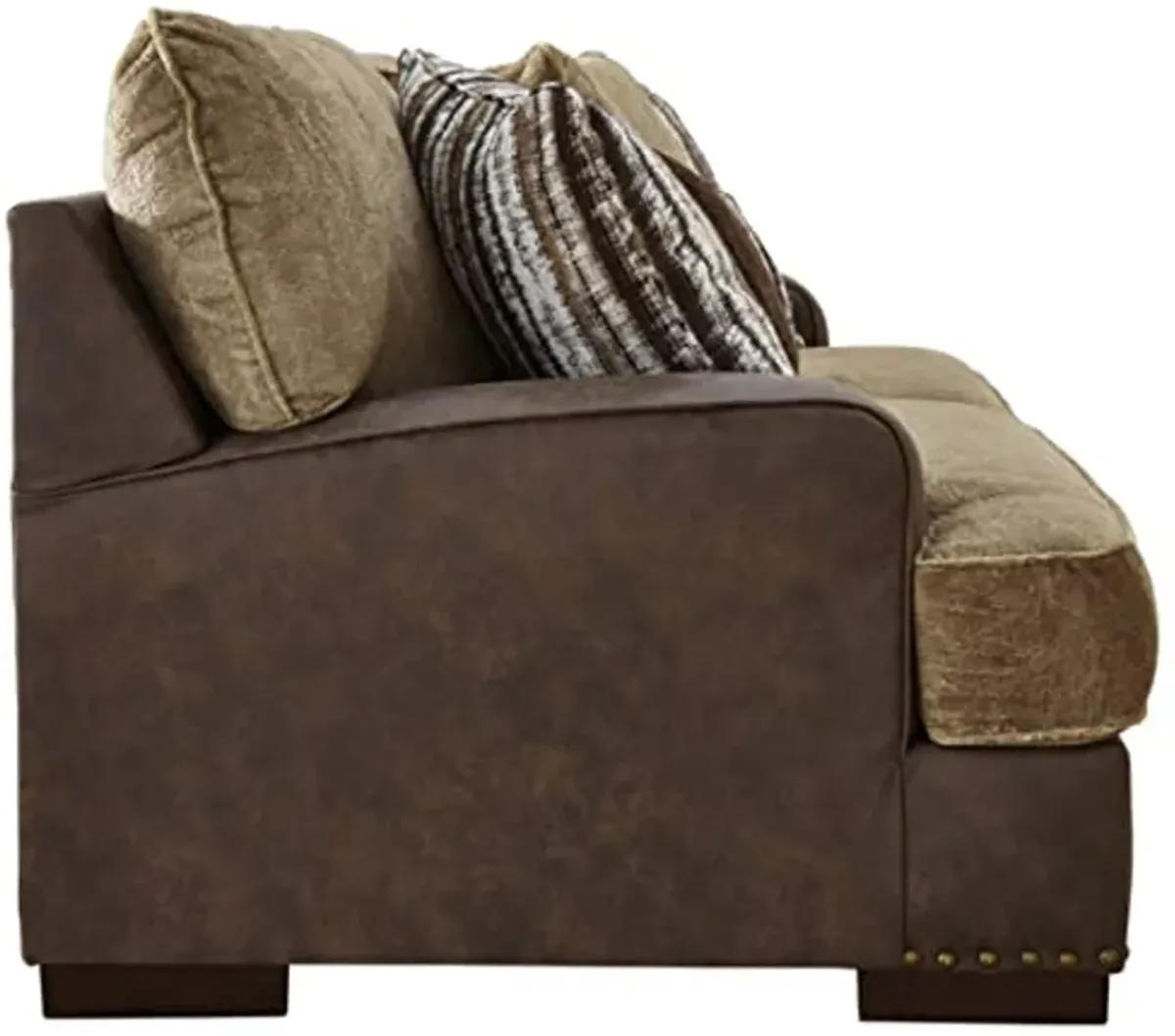 Signature Design by Ashley Alesbury Casual Faux Leather Sofa, Dark Brown & Light Brown