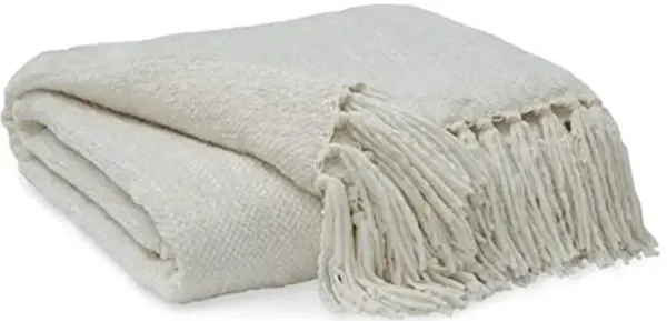 Signature Design by Ashley Tamish Contemporary Throw with Knotted Fringe, Cream