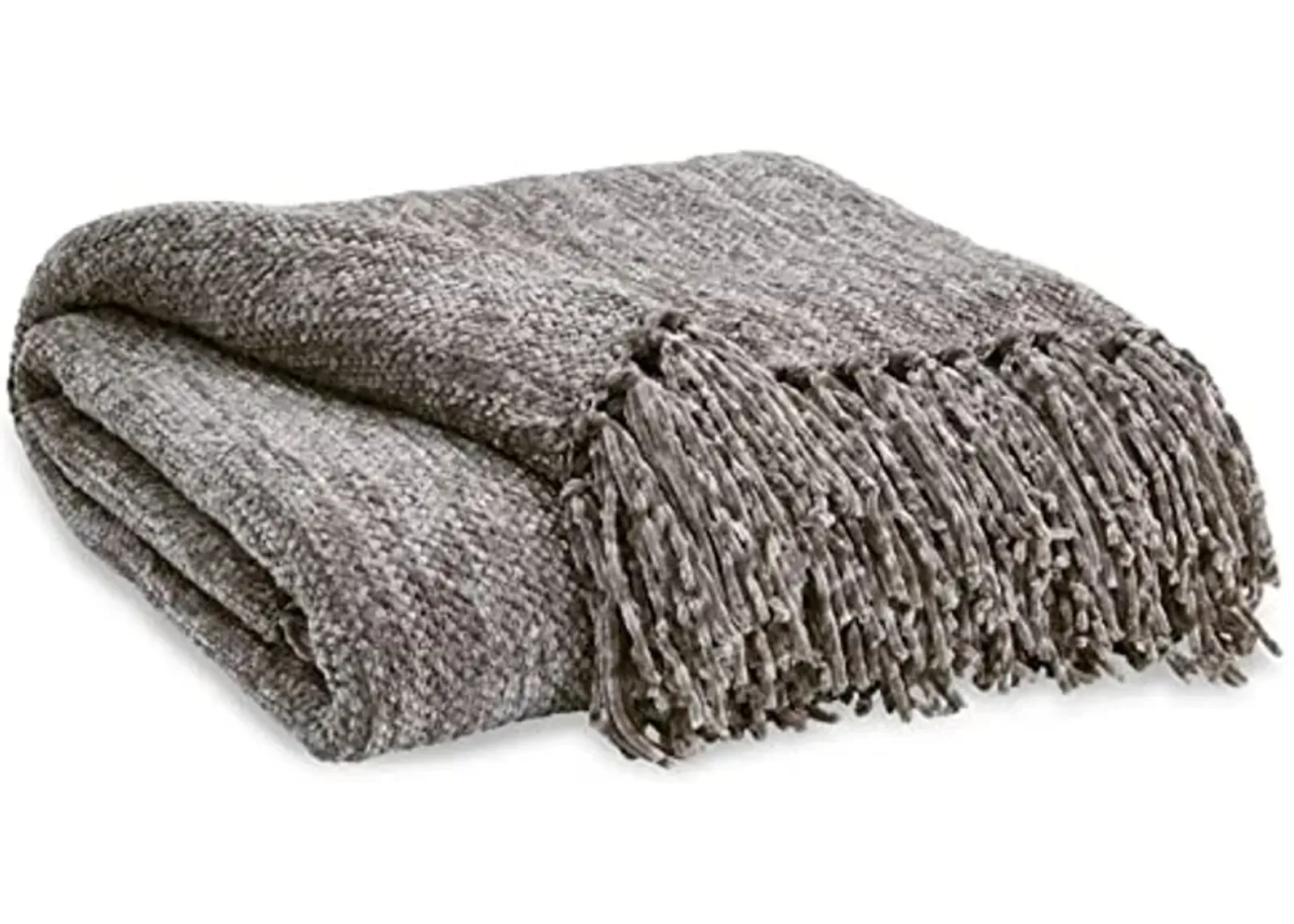 Signature Design by Ashley Tamish Contemporary Throw with Knotted Fringe, Gray