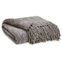 Signature Design by Ashley Tamish Contemporary Throw with Knotted Fringe, Gray