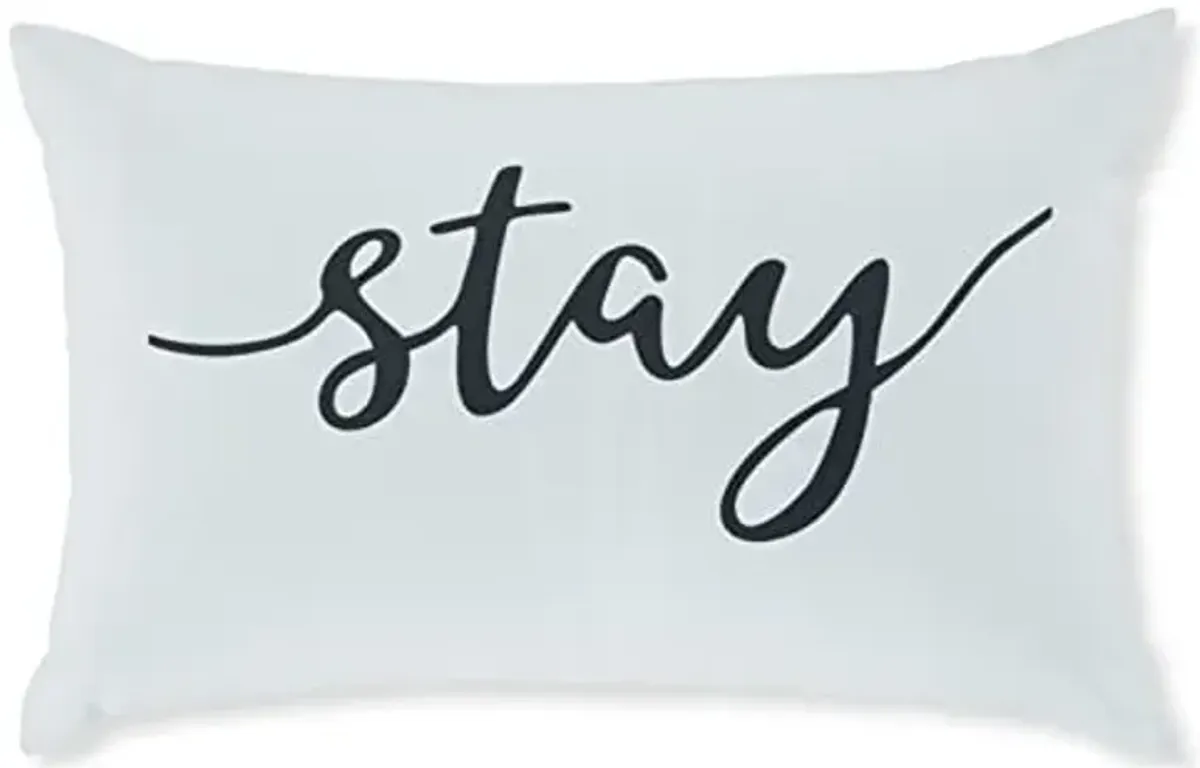 Signature Design by Ashley Tannerton Scandinavian Rectangular Indoor/Outdoor Pillow with Scripted Accent, 22" x 14", White & Black