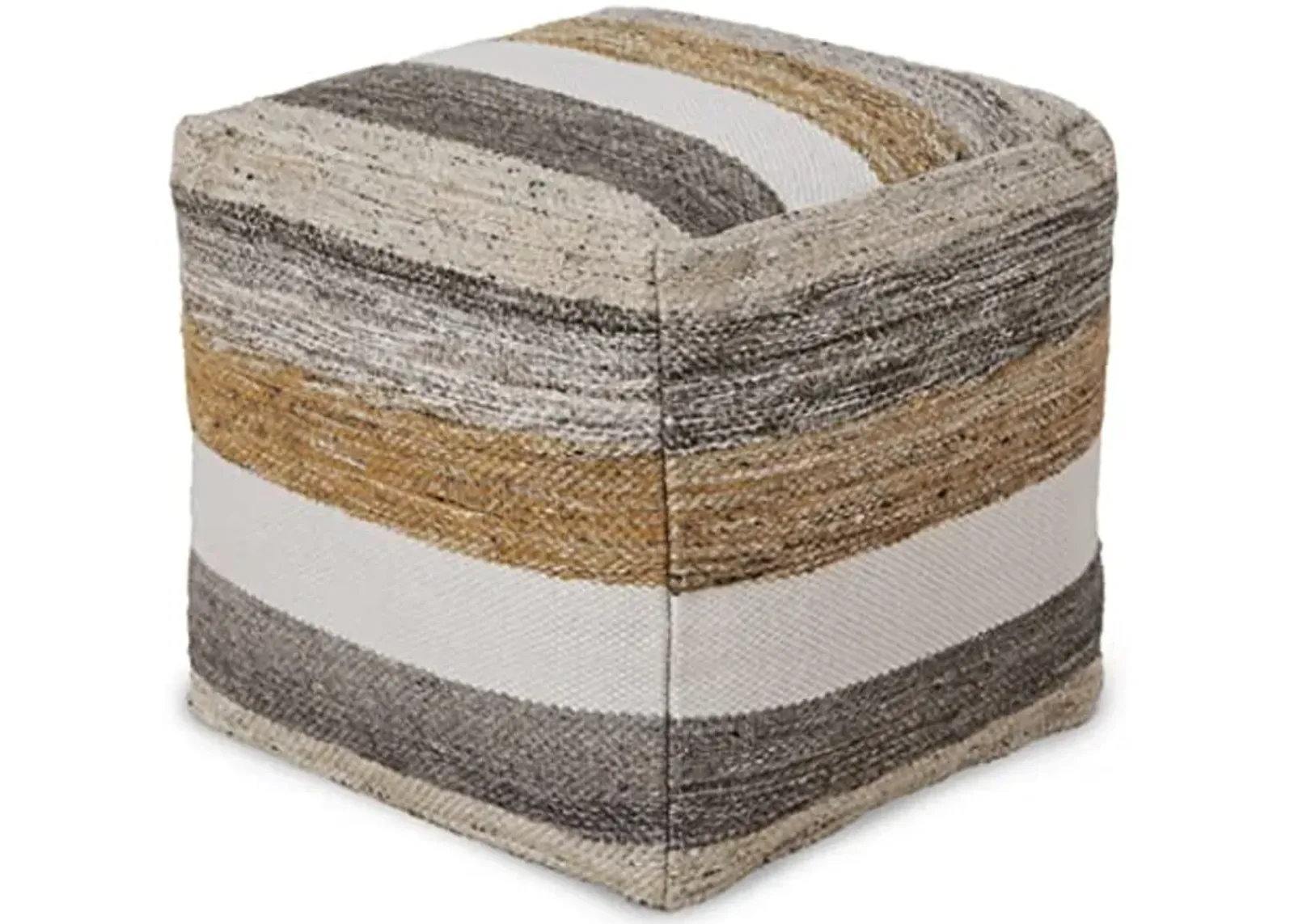 Signature Design by Ashley Josalind 16 Inch Casual Wool Pouf, Gray & Beige