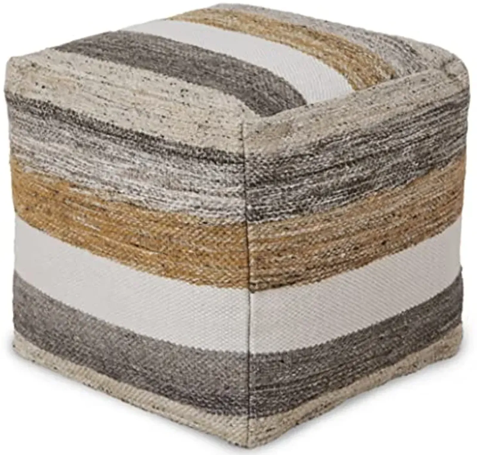 Signature Design by Ashley Josalind 16 Inch Casual Wool Pouf, Gray & Beige