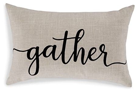 Signature Design by Ashley Whisperich Minimalist Rectangular Indoor/Outdoor Pillow with Scripted Accent, 22" x 14", Light Brown & Black