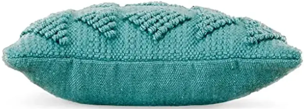 Signature Design by Ashley Rustingmere Casual Square Indoor/Outdoor Pillow with Geometric Design, 16" x 16", Teal