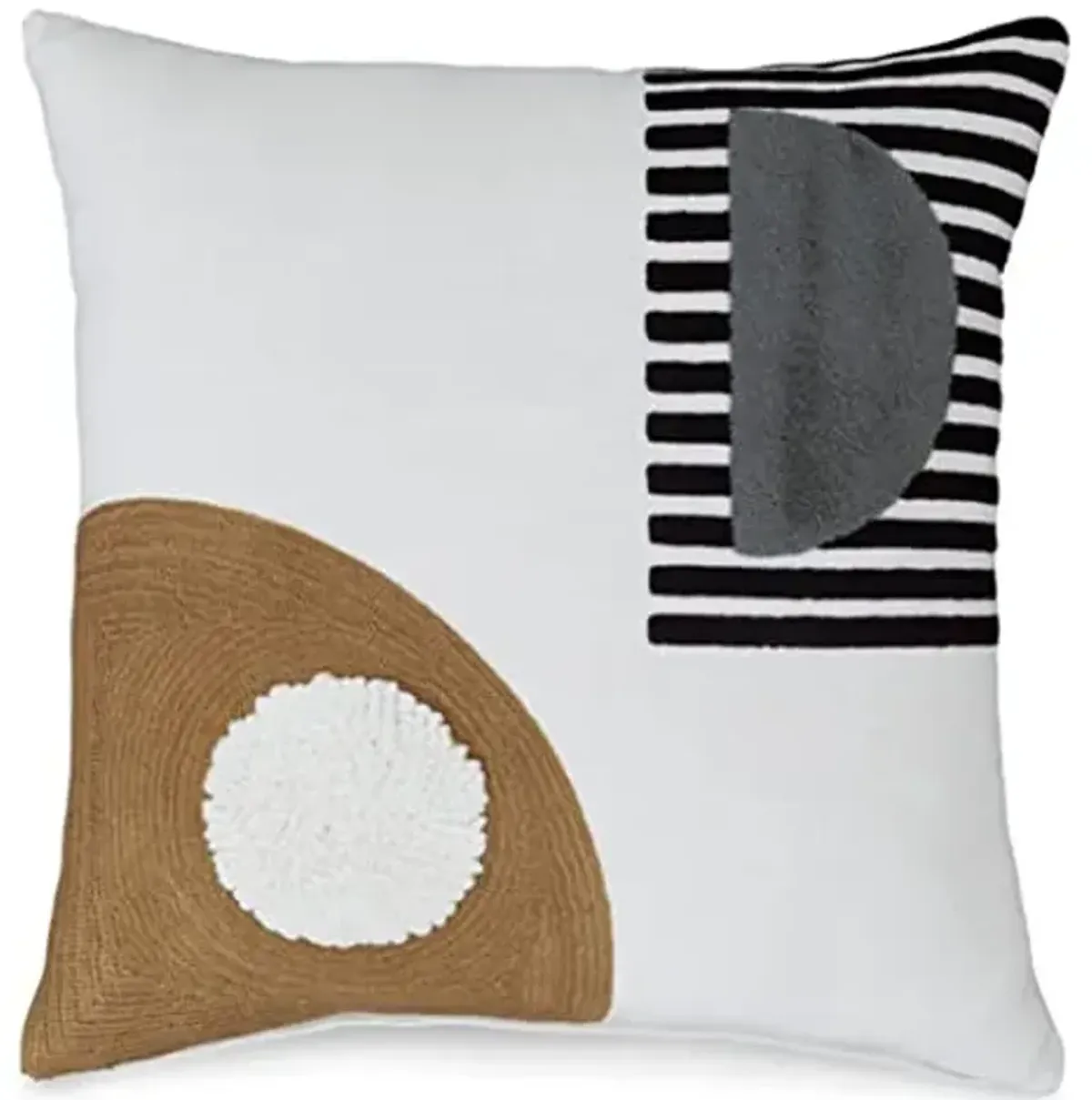 Signature Design by Ashley Longsum Contemporary Square Cotton Pillow with Embroidered Design, 20" x 20", White & Black