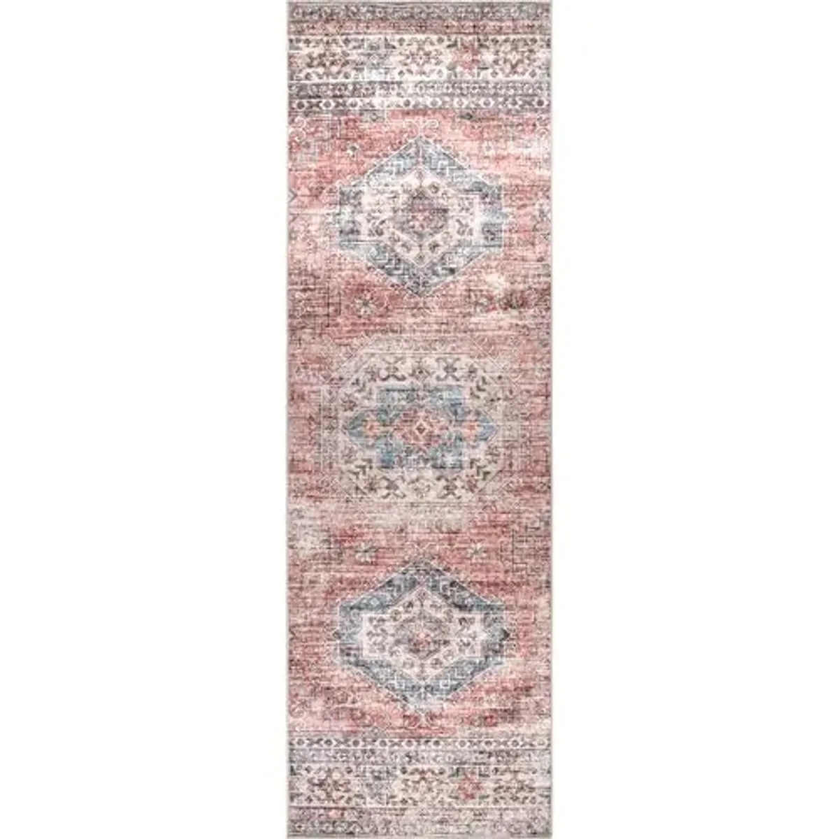nuLOOM 2'6" x 6' Machine Washable Stain-Resistant Area Rug with Non Slip Backing, Low Profile for Living Room, Bedroom, and Dining Room, Desna Brick
