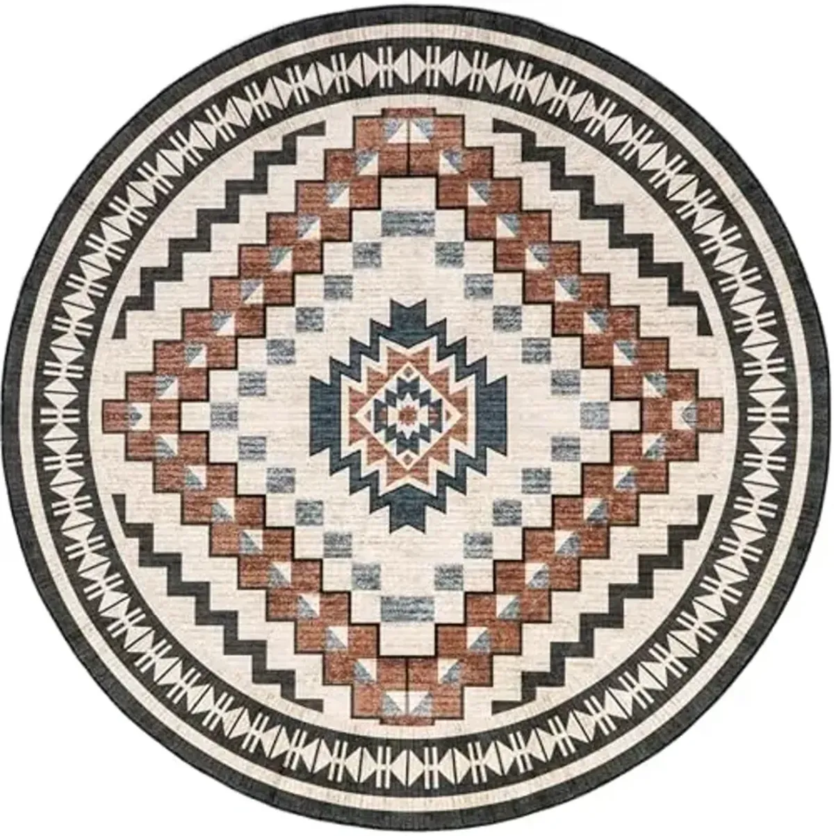 nuLOOM 6' Round Machine Washable Stain-Resistant Area Rug with Non Slip Backing, Low Profile for Living Room, Bedroom, and Dining Room, Leighton Beige
