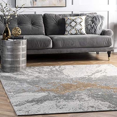 nuLOOM Cyn Abstract Area Rug, 5' Round, Silver