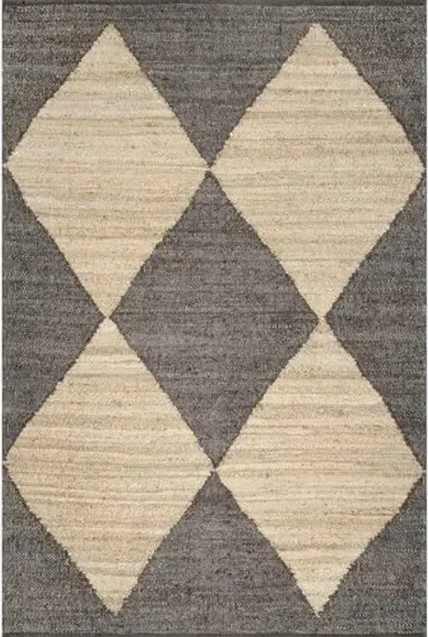 nuLOOM Pandora Diamond Jute Area Rug - 3' x 5' Black/Ivory Jute Accent Rug for Dining Room, Living Room, Entryway, Kitchen