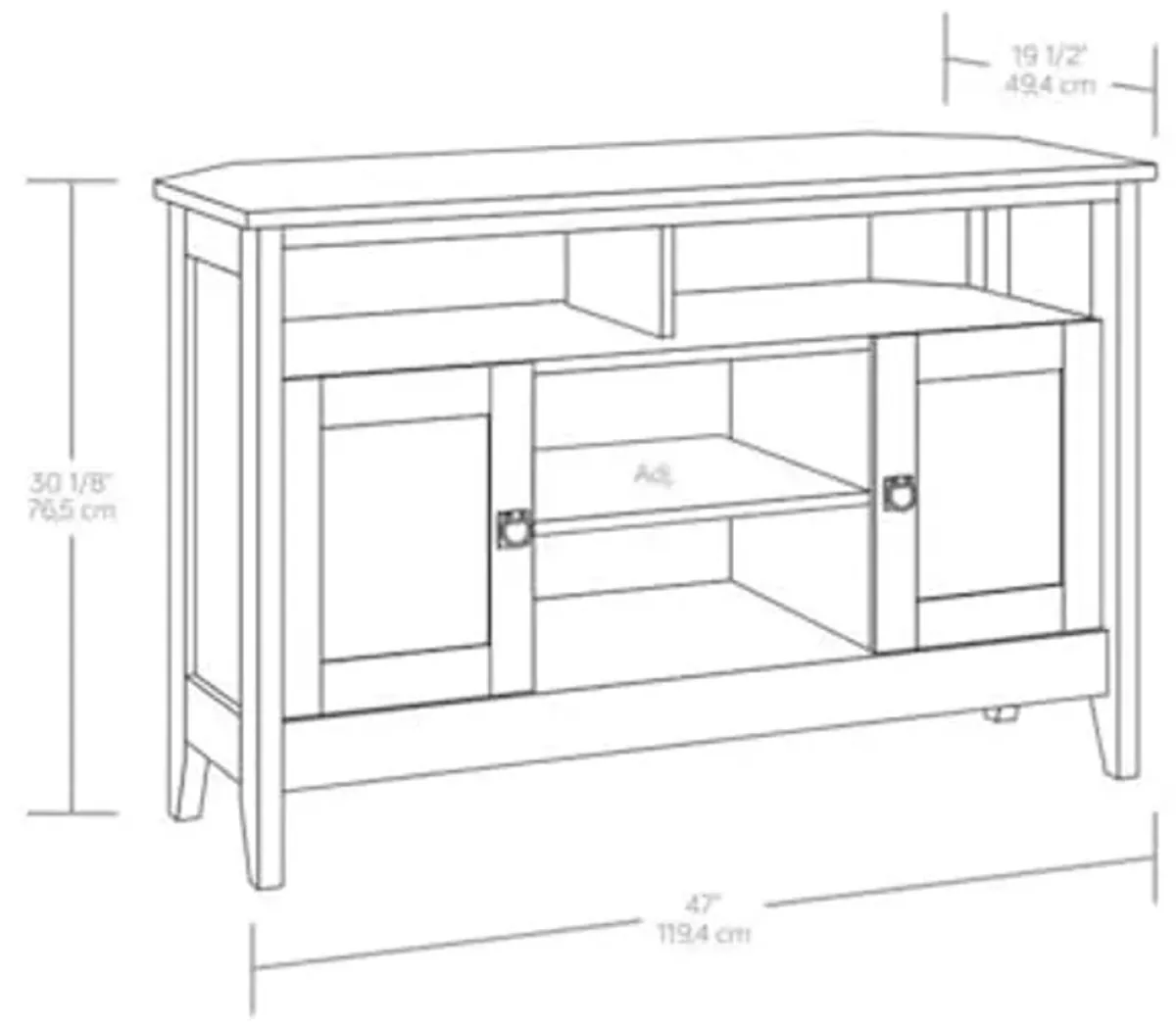 Sauder August Hill Corner Stand, for TVs up to 50", Mystic Oak