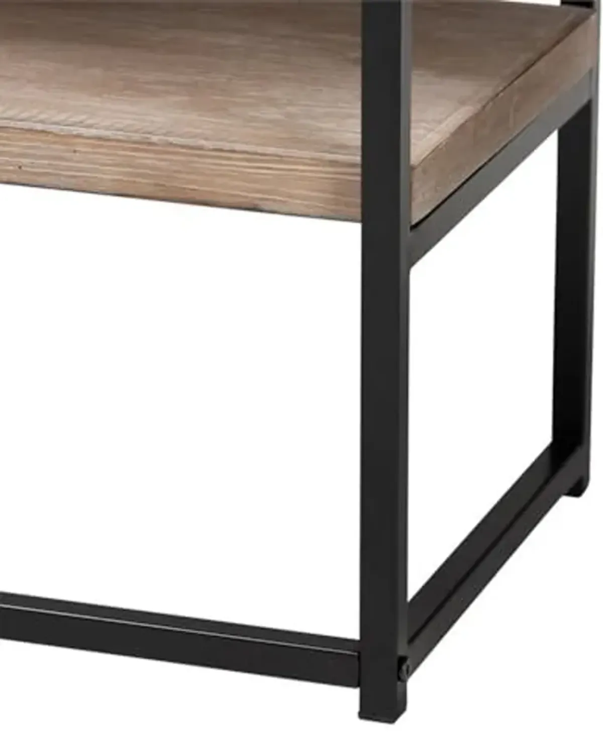 Baxton Studio Silas Modern Industrial Natural Brown Finished Wood and Black Metal 2-Drawer Console Table