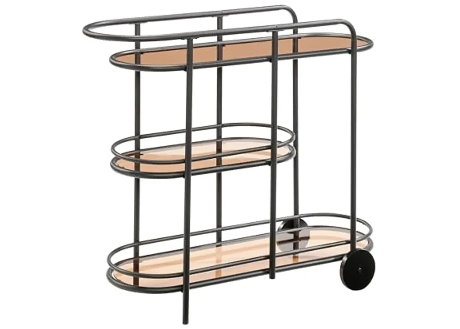 Sauder Coral Cape Bar Cart Metal/Glass, Black Finish