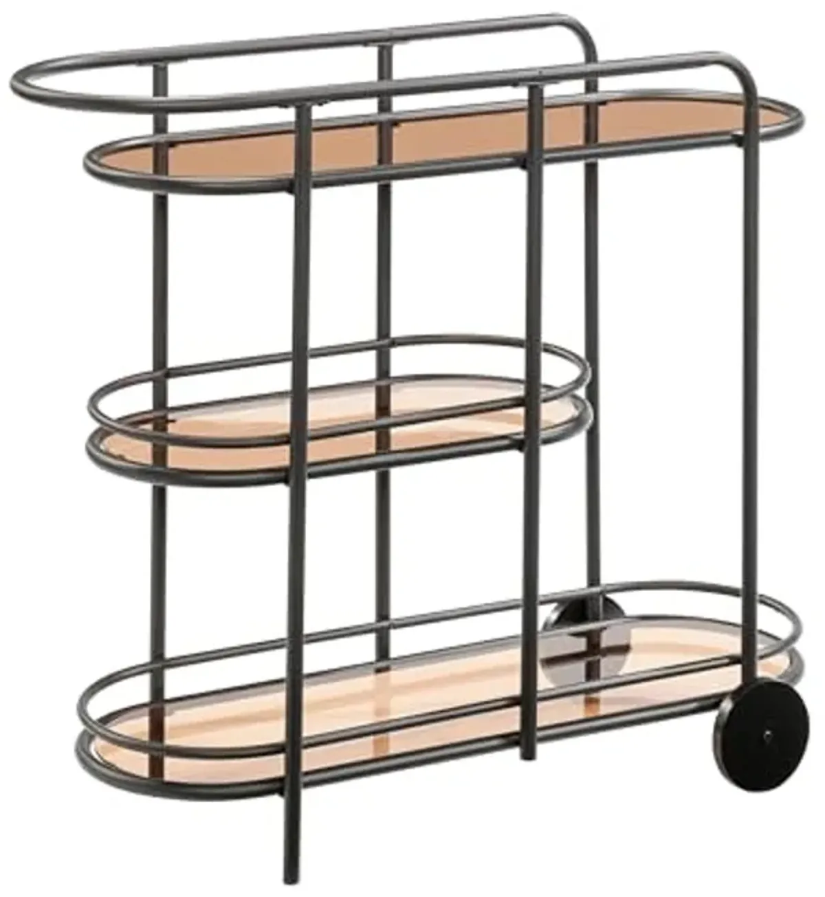 Sauder Coral Cape Bar Cart Metal/Glass, Black Finish