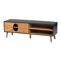 Baxton Studio Chester Two-Tone Dark and Natural Brown Finished Wood TV Stand