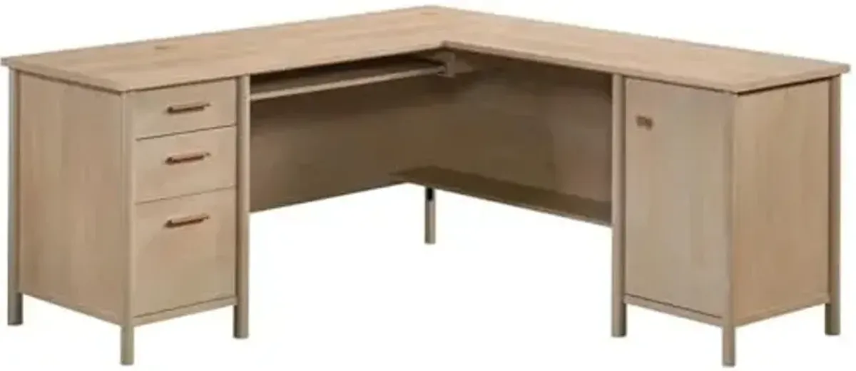 Sauder Whitaker Point Engineered Wood L-Desk in Natural Maple Finish