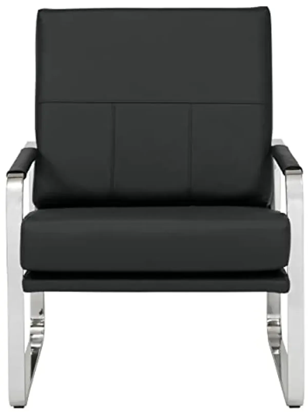 Studio Designs Home Allure Blended Leather Accent Arm Chair, Chrome/Black