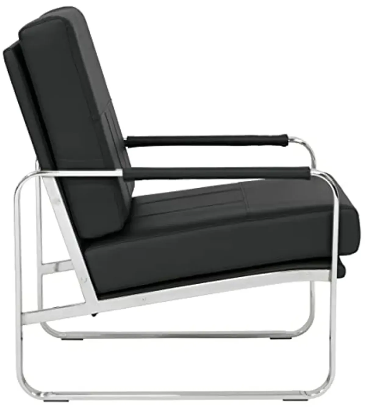 Studio Designs Home Allure Blended Leather Accent Arm Chair, Chrome/Black