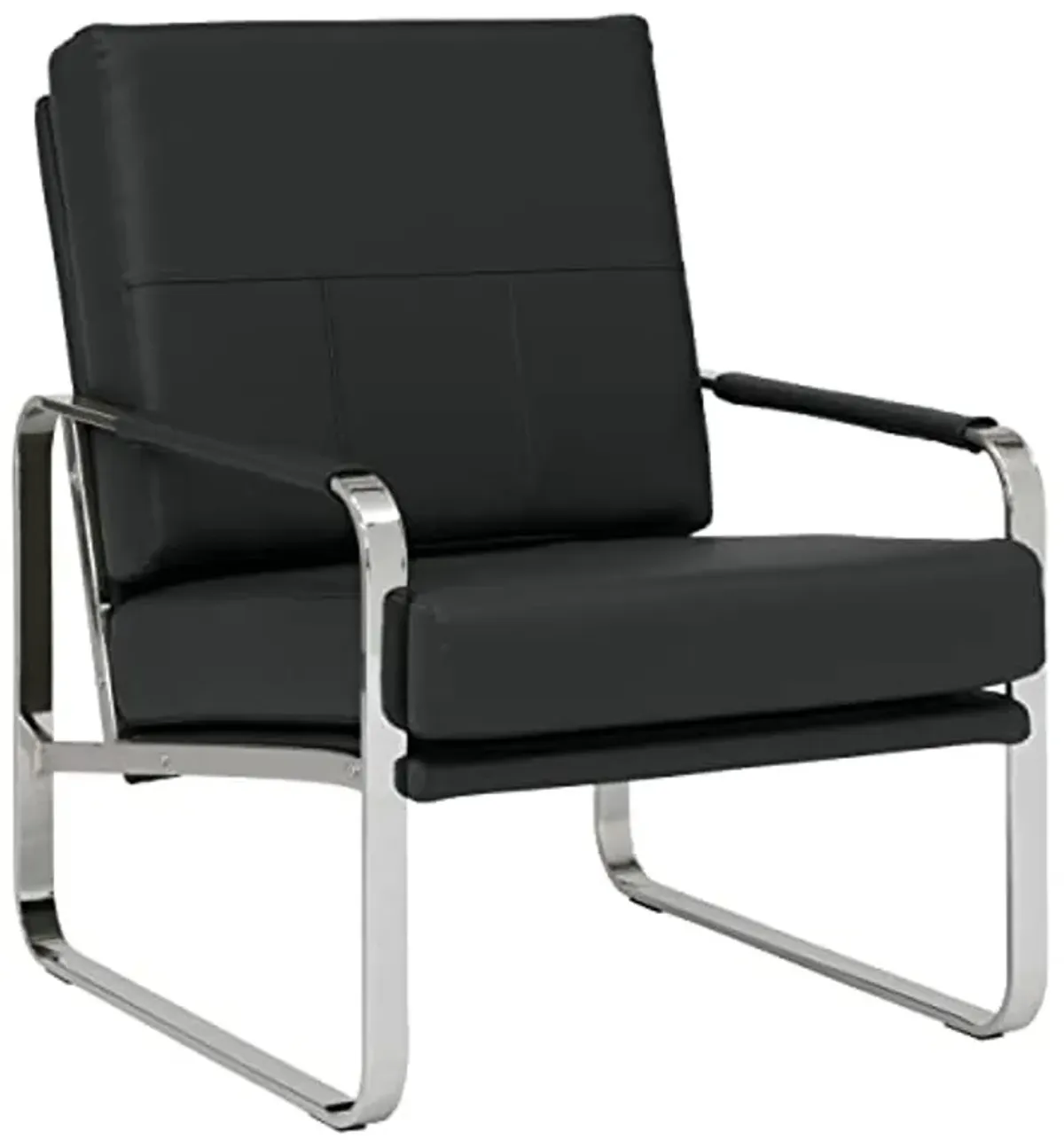 Studio Designs Home Allure Blended Leather Accent Arm Chair, Chrome/Black