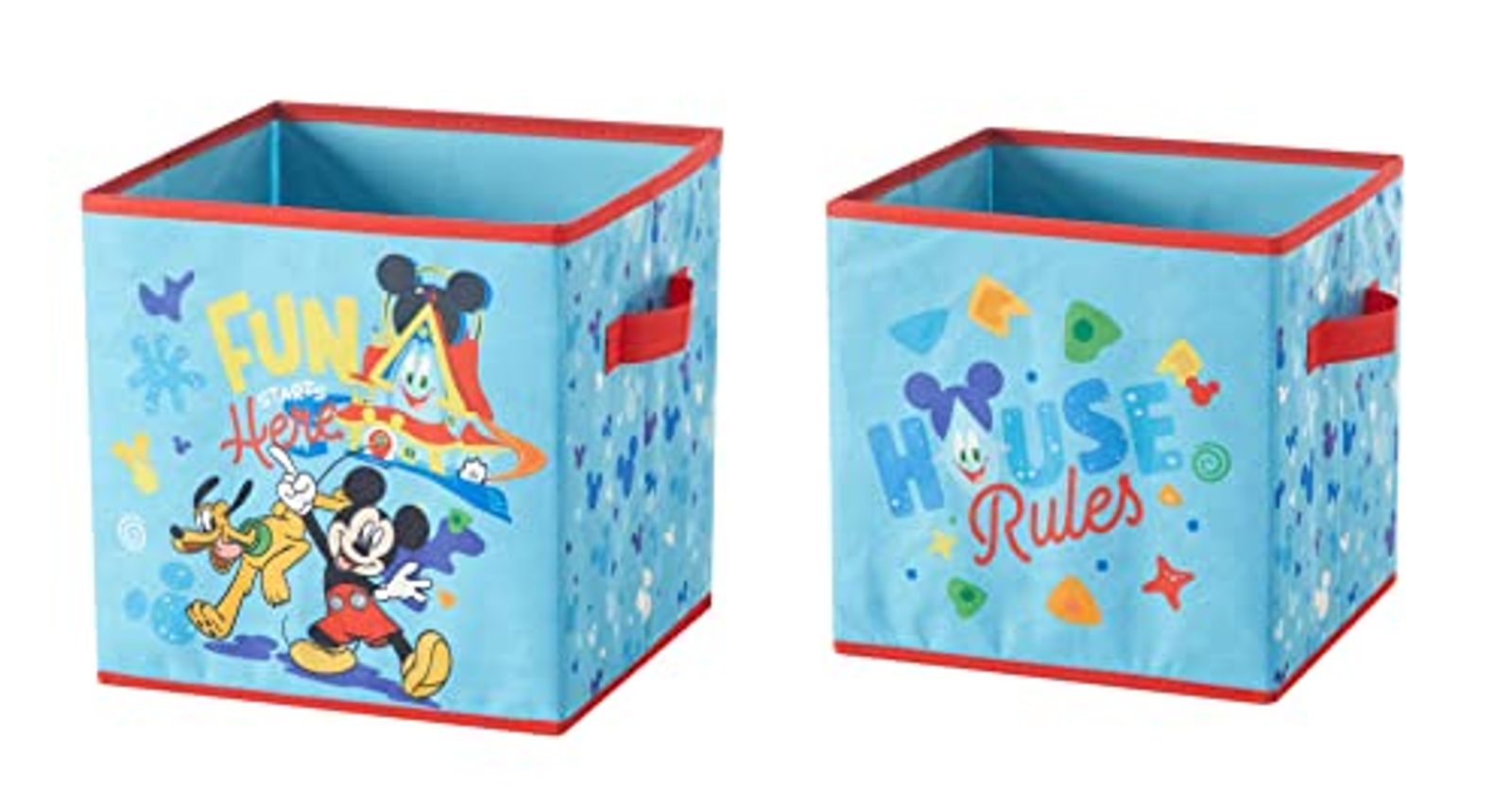 Idea Nuova Disney Mickey Mouse Set of Two Spacious Collpasible Storage Cubes, 10"x10", Mickey Mouse / Blue