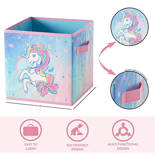 Idea Nuova JoJo Siwa Rainbow Unicorn Set of Two Spacious Collpasible Storage Cubes, 10"x10"