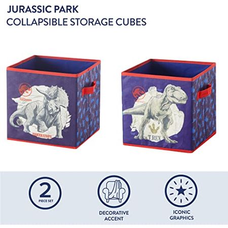 Idea Nuova Jurassic World Set of Two Spacious Collpasible Storage Cubes, 10"x10"
