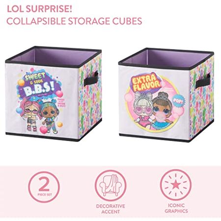 Idea Nuova LOL Surprise Set of Two Spacious Collpasible Storage Cubes, 10"x10"