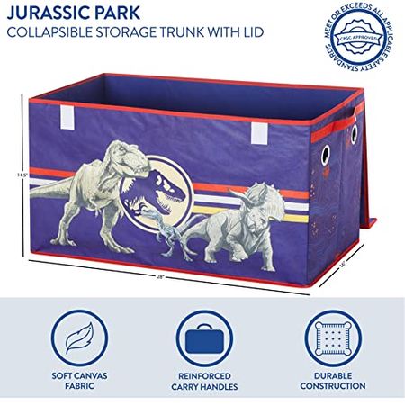 Idea Nuova Jurassic World Dinosaur Collapsible Children’s Toy Storage Trunk, Durable with Soft Lid, 28.5x14.5 x16