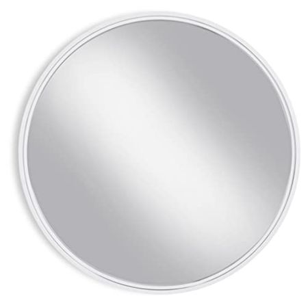 Signature Design by Ashley Brocky 32" Contemporary Round Wall Mounted Accent Mirror, White