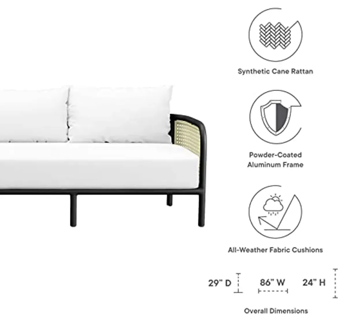 Modway Hanalei Outdoor Patio Sofa in Ivory White